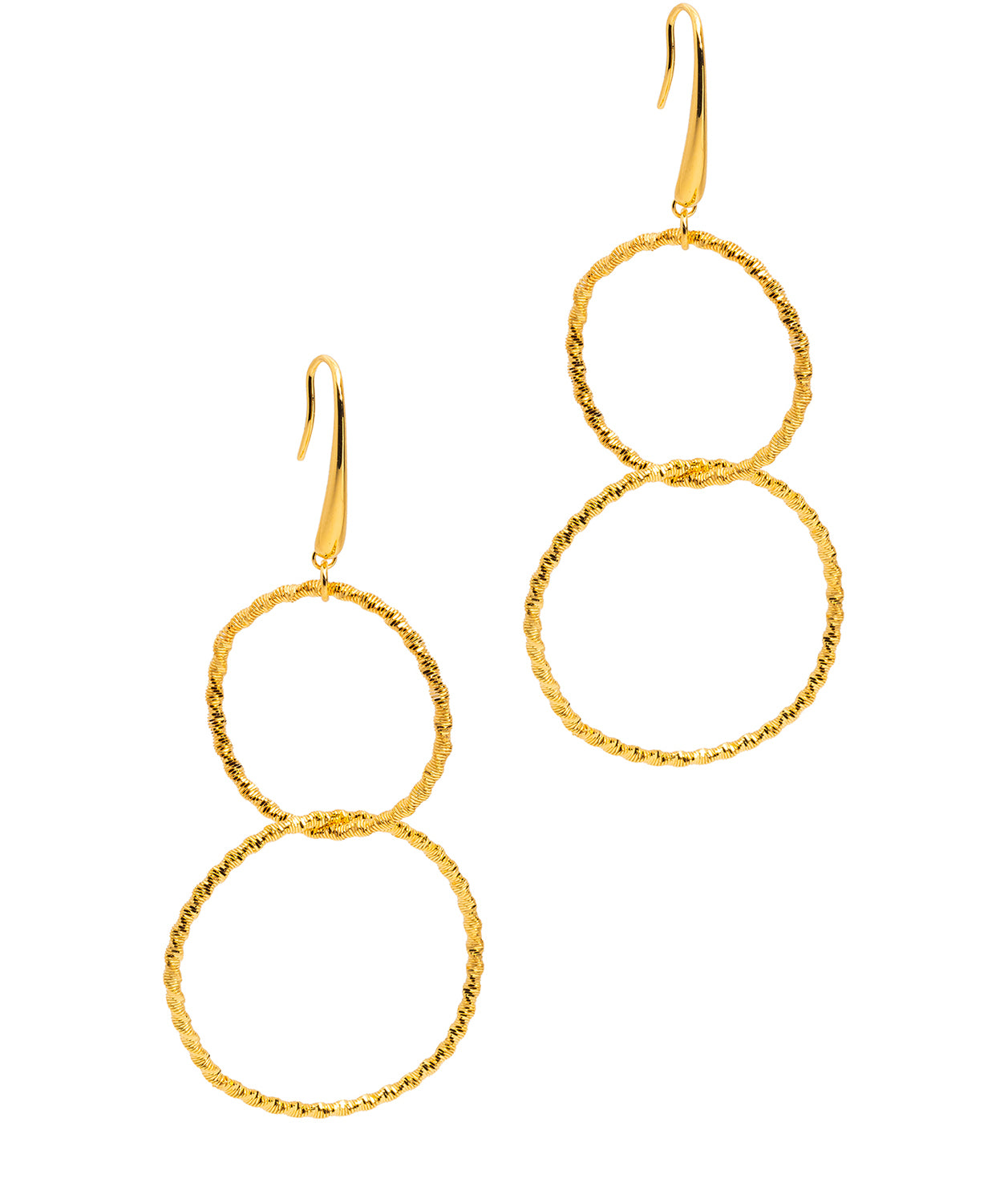 Gift Packaged 'Sakura' 18ct Yellow Gold Plated Sterling Silver Circle Drop Earrings