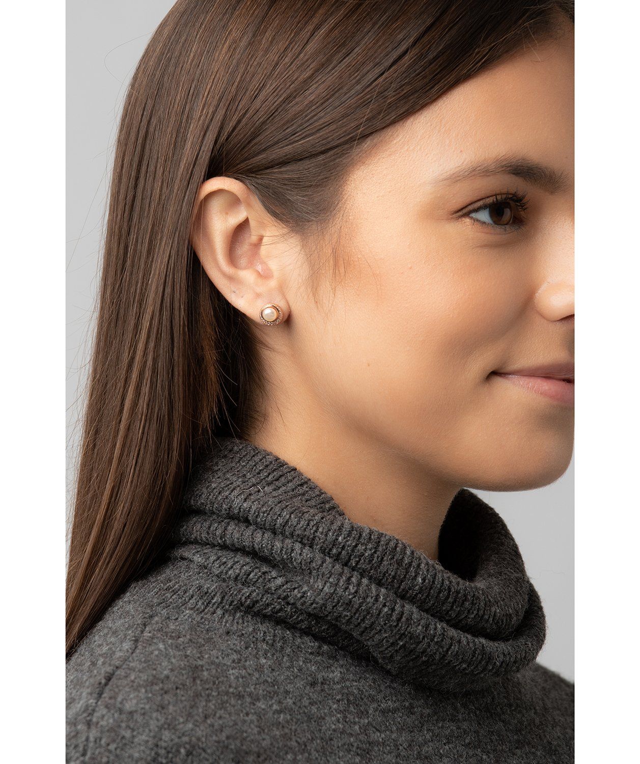 Gift Packaged 'Carlotta' 18ct Rose Gold Plated Sterling Silver Freshwater Pearl and Cubic Zirconia Stud Earrings