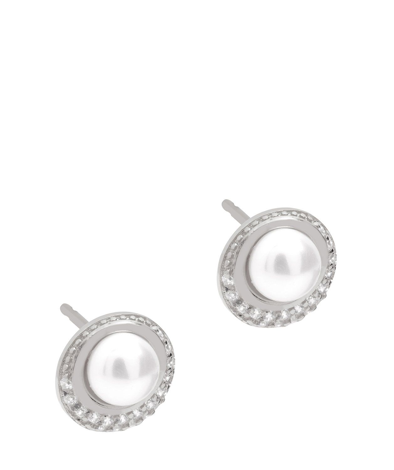 Gift Packaged 'Carlotta' Sterling Silver Freshwater Pearl and Cubic Zirconia Stud Earrings