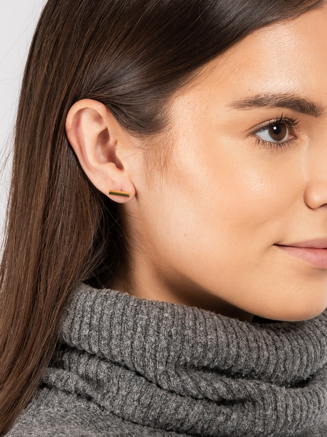 Gift Packaged 'Dakota' 18ct Yellow Gold Plated 925 Silver Minimalist Bar Stud Earrings