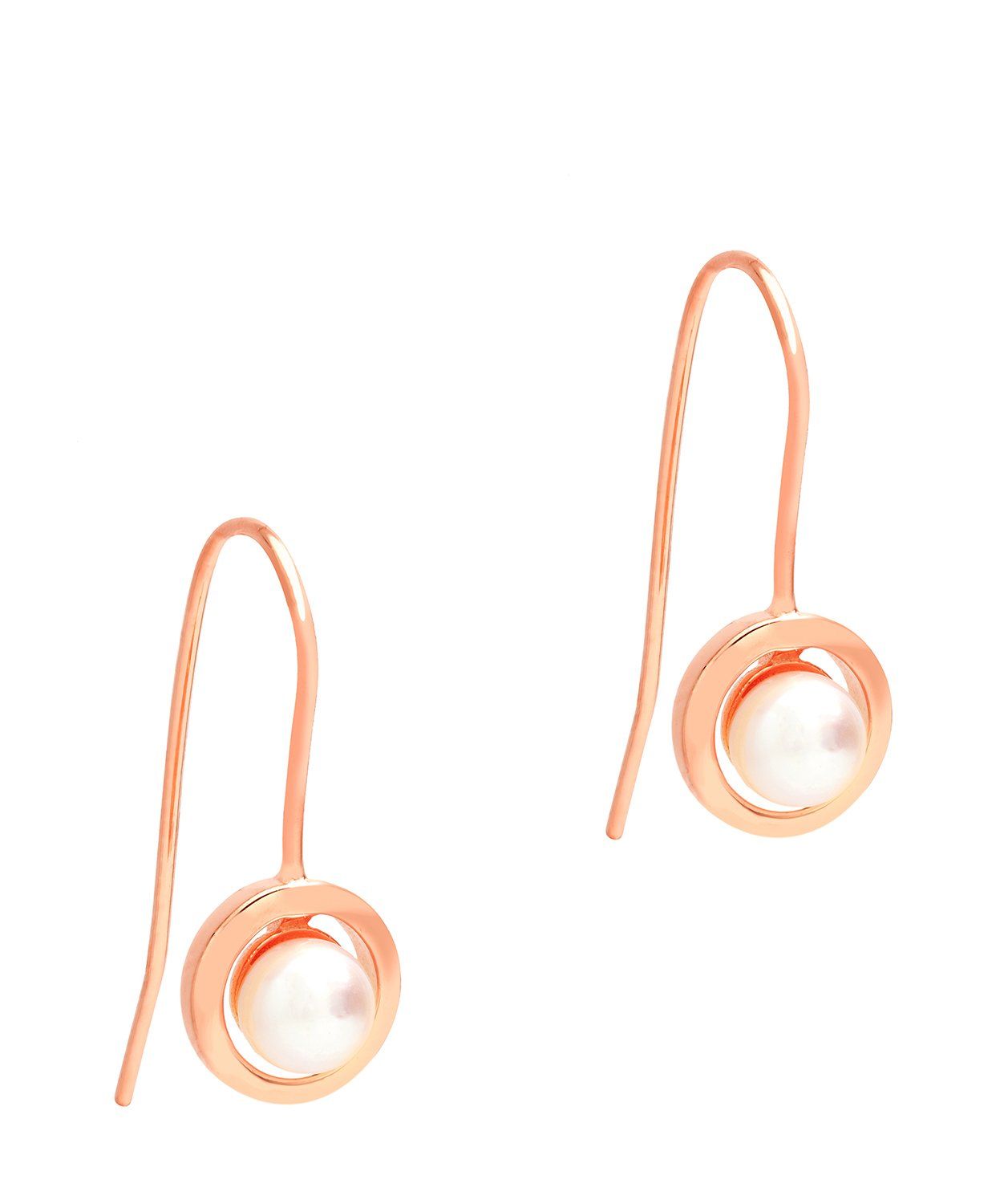 Gift Packaged 'Romina' 18ct Rose Gold Plated Sterling Silver Framed Freshwater Pearl Drop Earrings