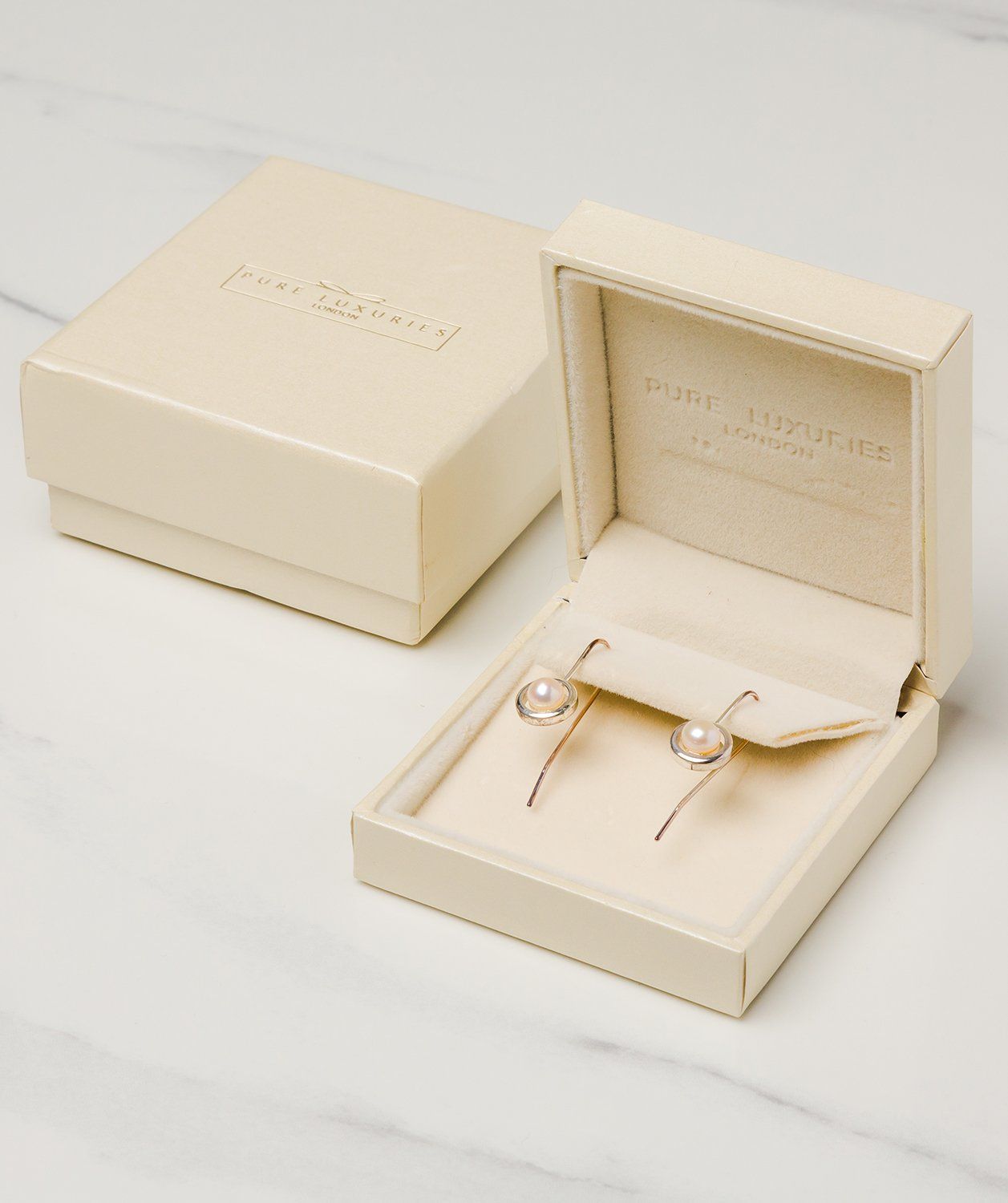 Gift Packaged 'Romina' Sterling Silver Framed Freshwater Pearl Drop Earrings