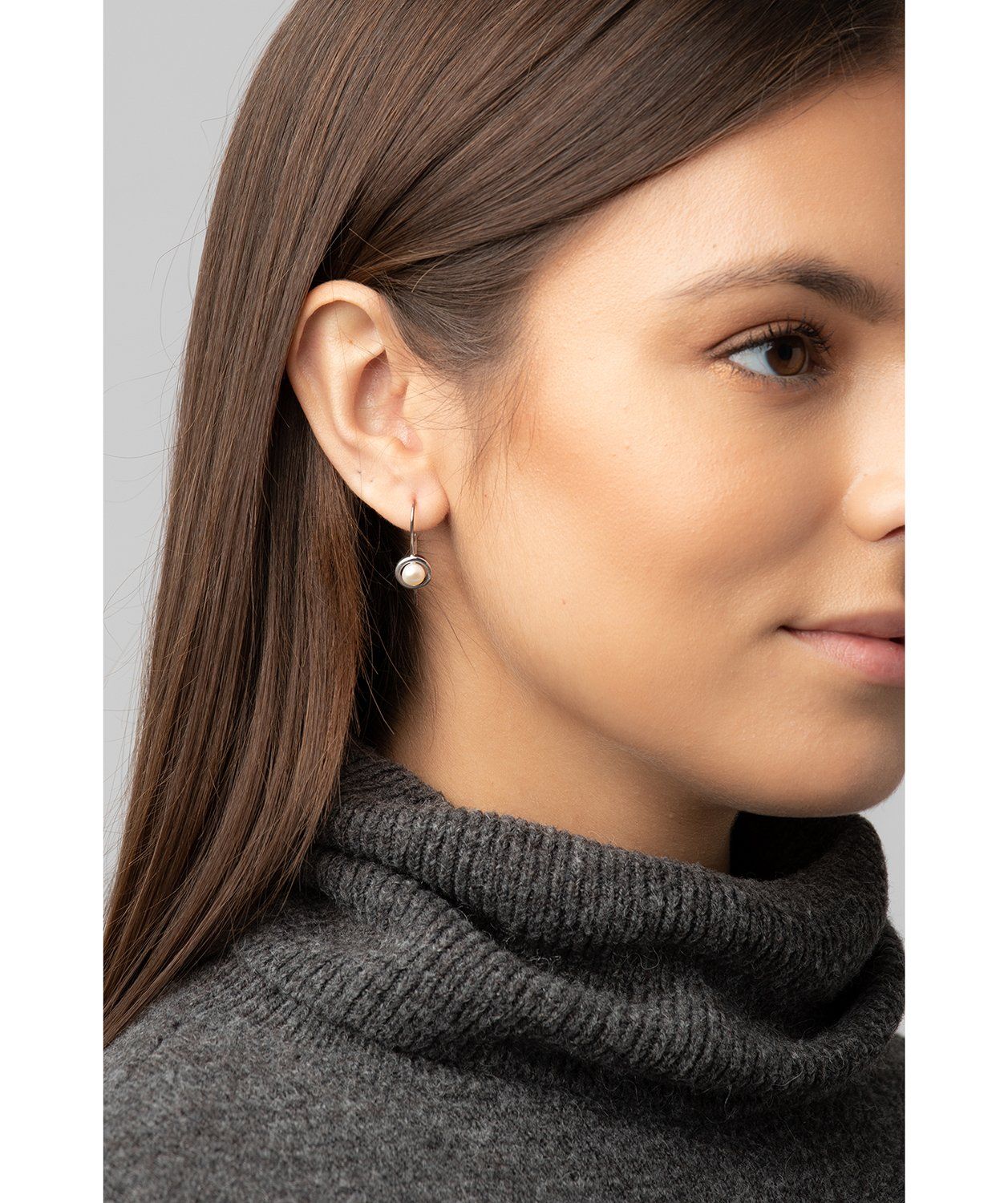 Gift Packaged 'Romina' Sterling Silver Framed Freshwater Pearl Drop Earrings