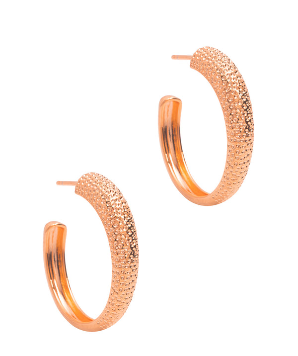 Gift Packaged 'Karena' 18ct Rose Gold Plated Sterling Silver Textured Hooped Earrings