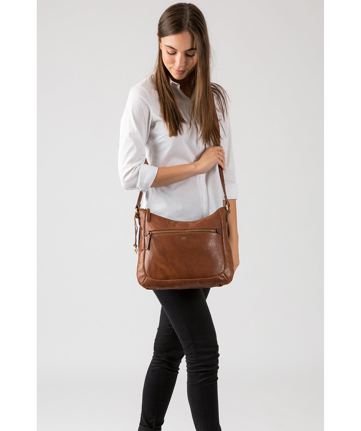 'Kay' Cognac Leather Cross Body Bag image 2