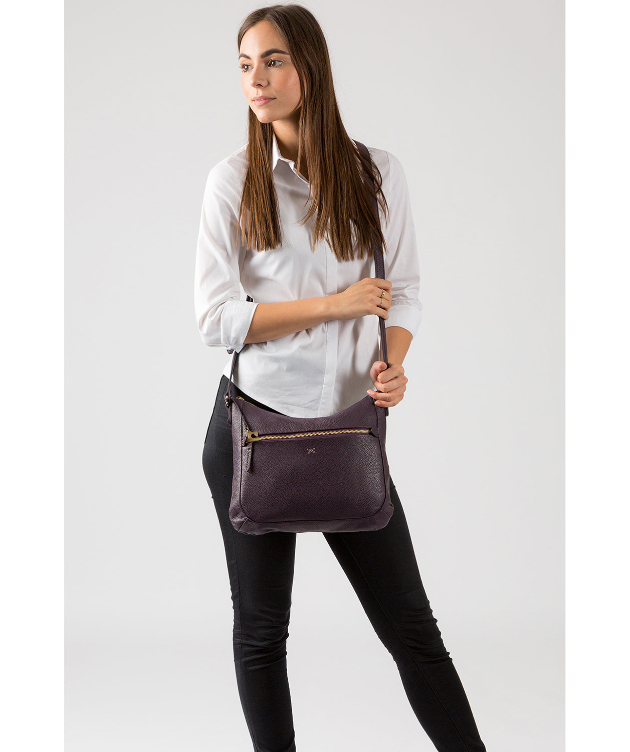 'Kay' Plum Leather Cross Body Bag image 2