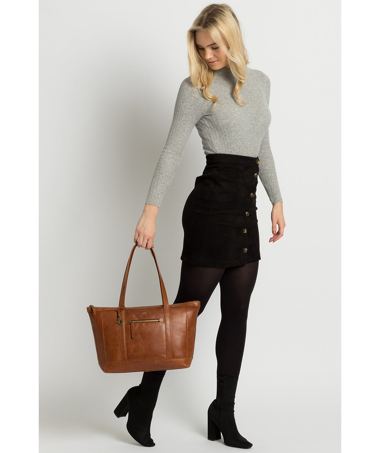 'Ellis' Bourbon Leather Tote Bag image 2