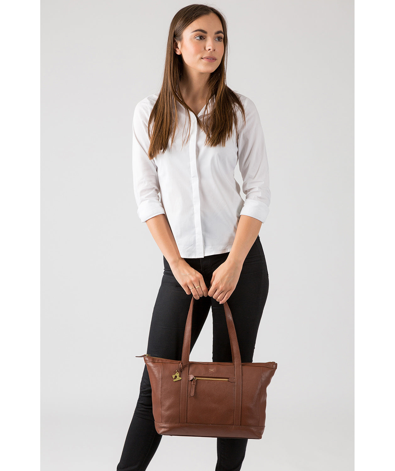 'Ellis' Cognac Leather Tote Bag image 2