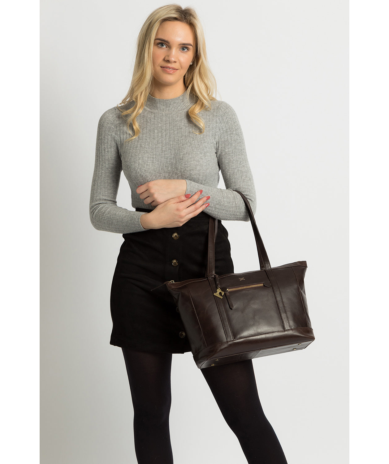 'Ellis' Dark Chocolate Leather Tote Bag image 2