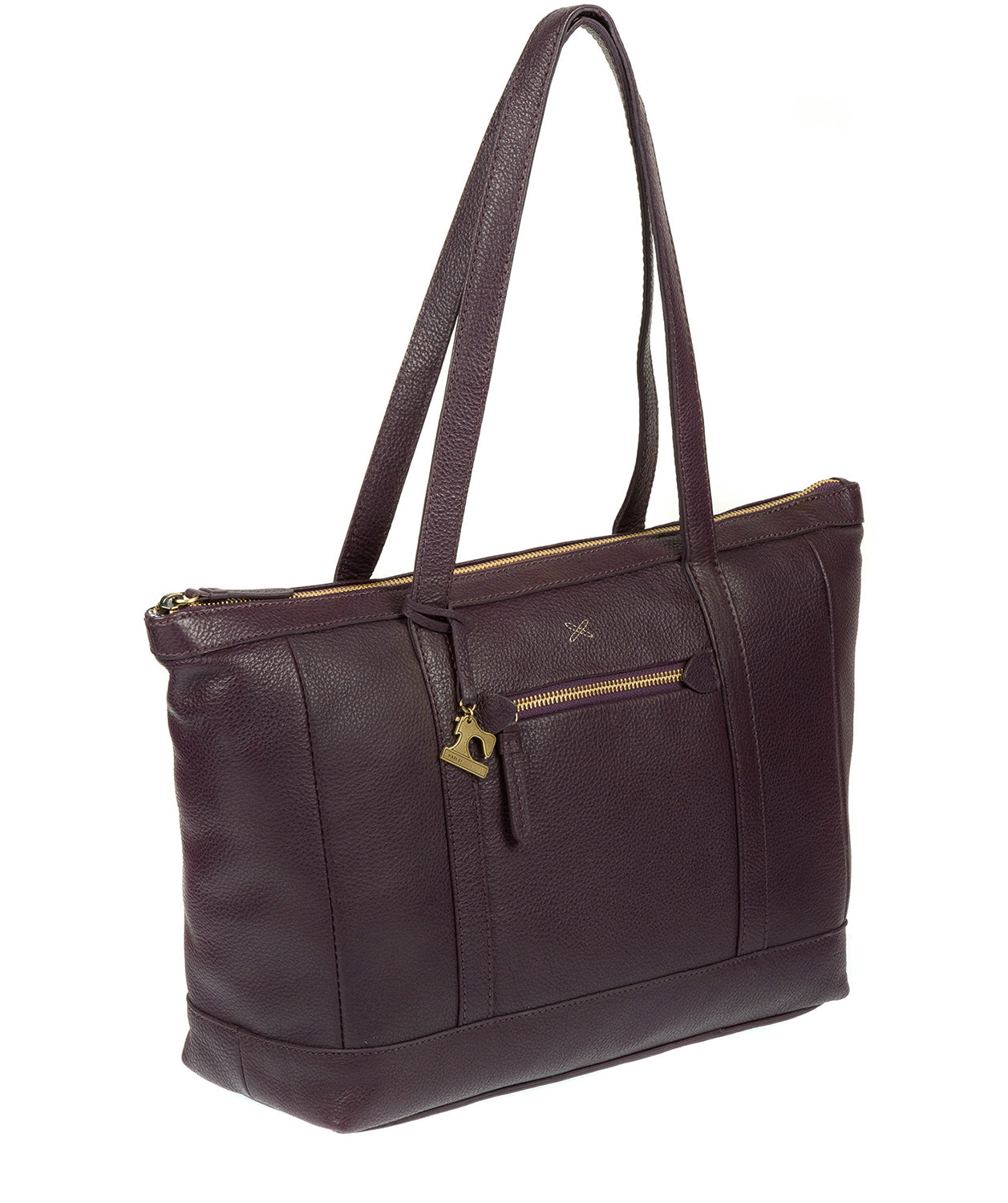 'Ellis' Plum Leather Tote Bag image 3