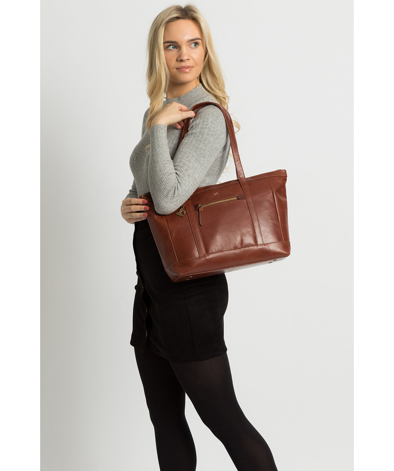 'Ellis' Whiskey Leather Tote Bag image 2
