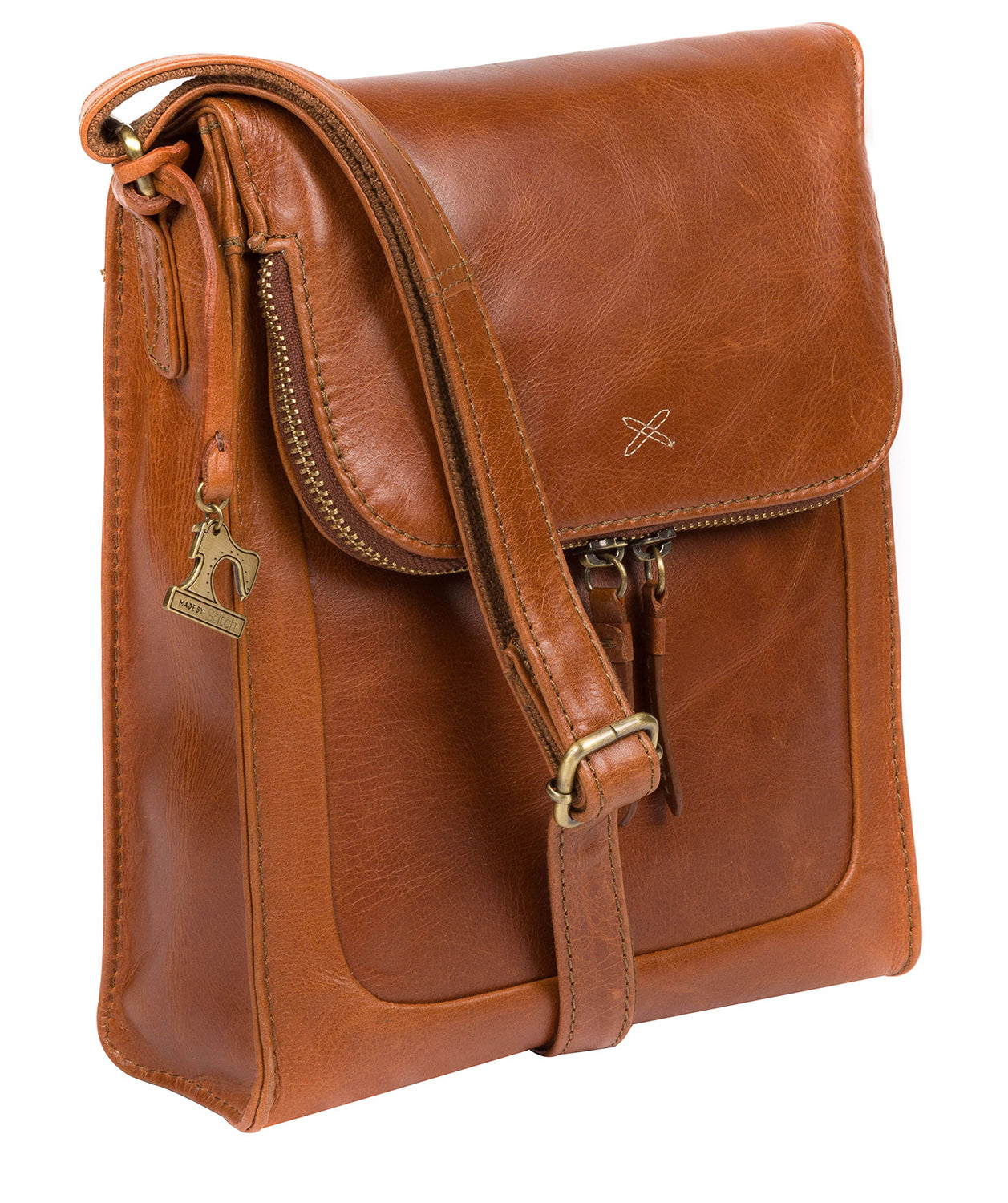 'Sophia' Bourbon Leather Cross Body Bag