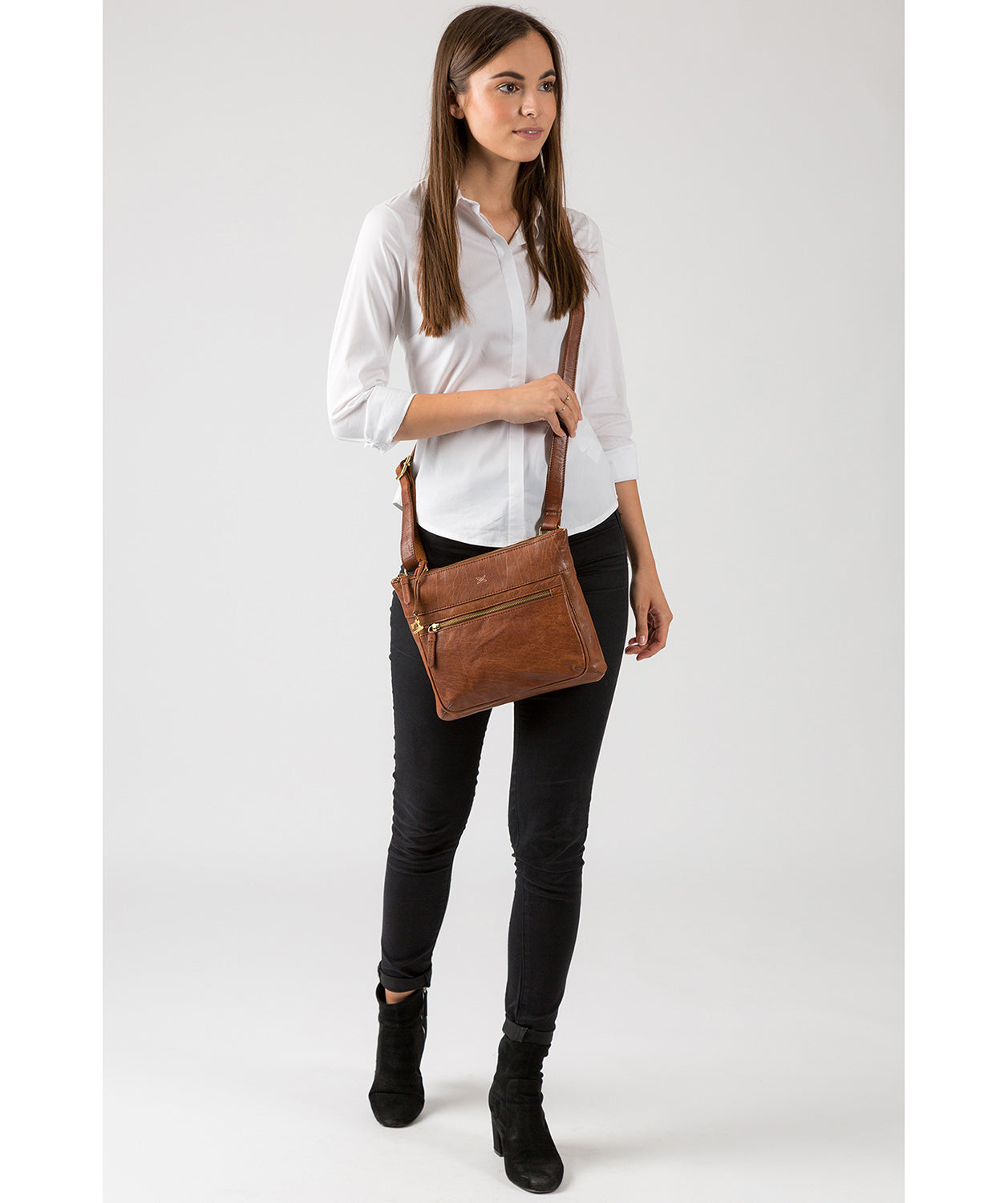 'Victoria' Cognac Cross-Body Bag Pure Luxuries London