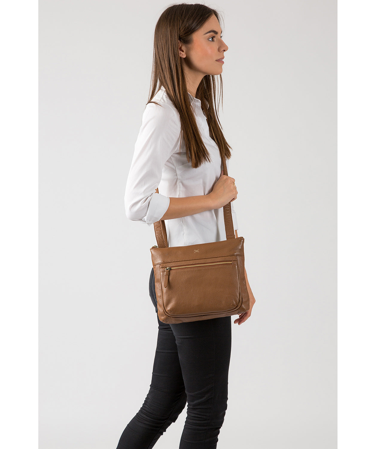 'Victoria' Dark Tan Cross Body Bag image 2