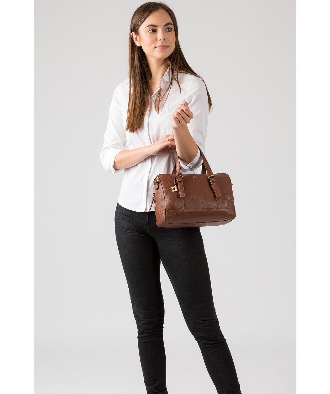 'Hayley' Cognac Leather Handbag image 7