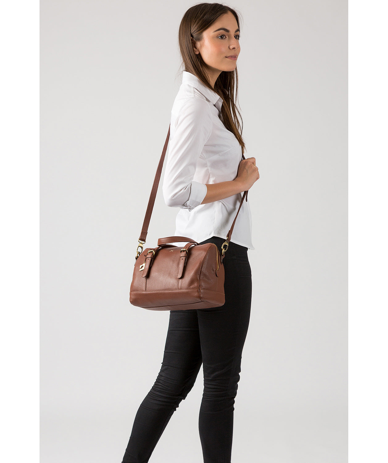 'Hayley' Cognac Leather Handbag Pure Luxuries London