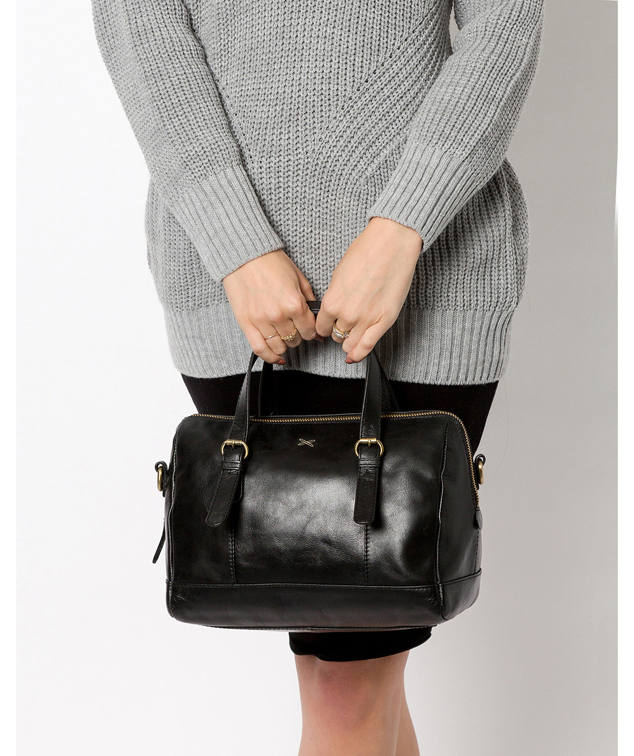 'Hayley' Ebony Leather Handbag image 7