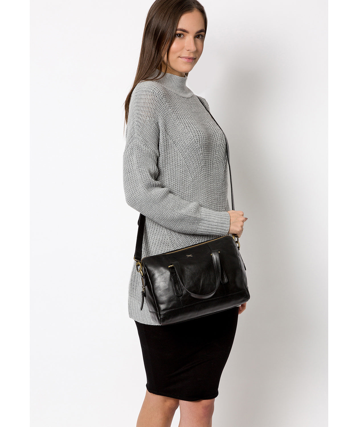 'Hayley' Ebony Leather Handbag image 2