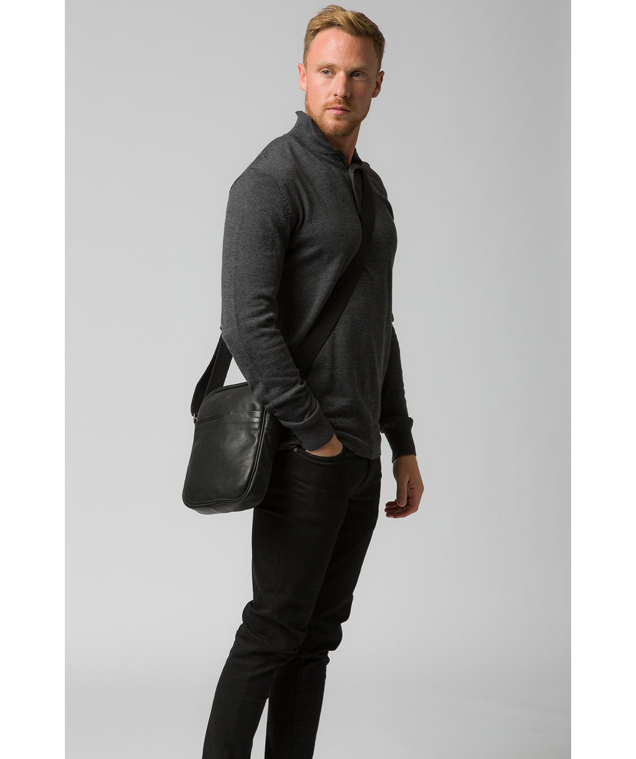 'Cartmel' Black Leather Cross Body Bag Pure Luxuries London