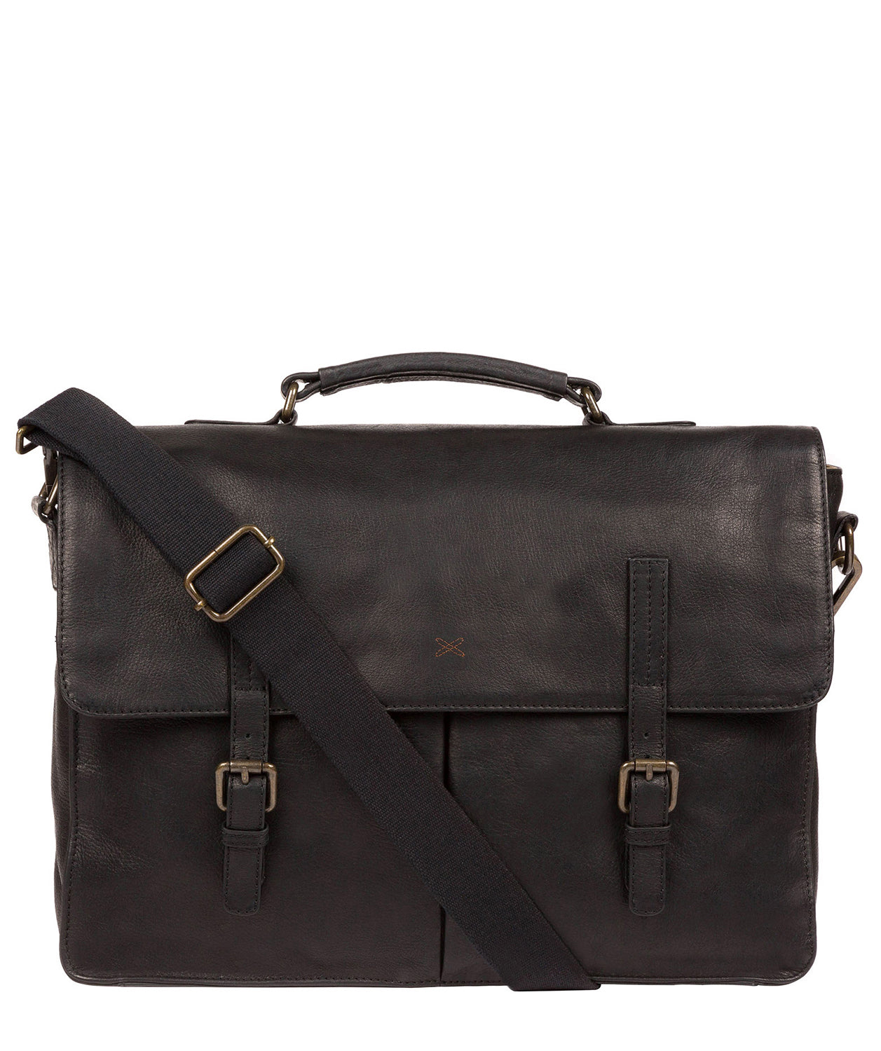 'Lorton' Black Leather Briefcase Pure Luxuries London