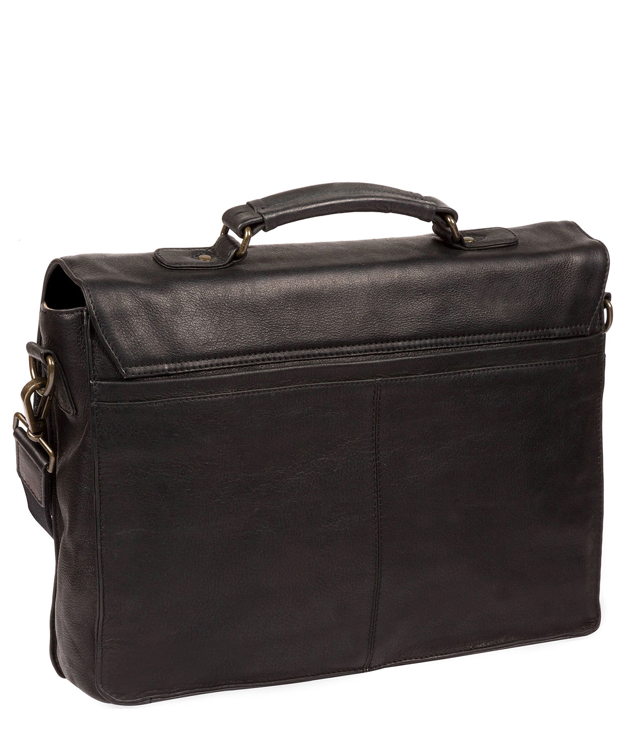 'Lorton' Black Leather Briefcase Pure Luxuries London
