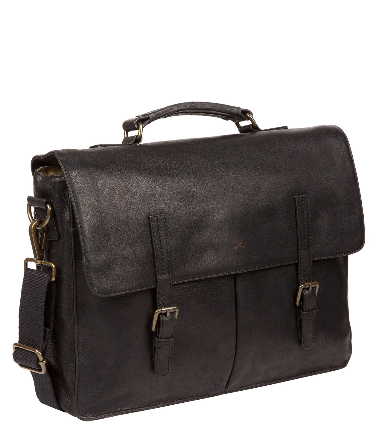 'Lorton' Black Leather Briefcase Pure Luxuries London