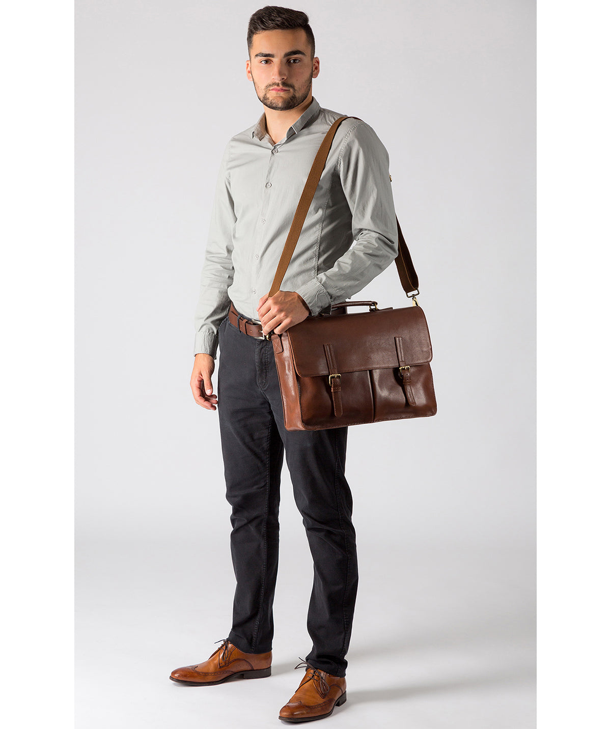 'Lorton' Treacle Handmade Leather Briefcase