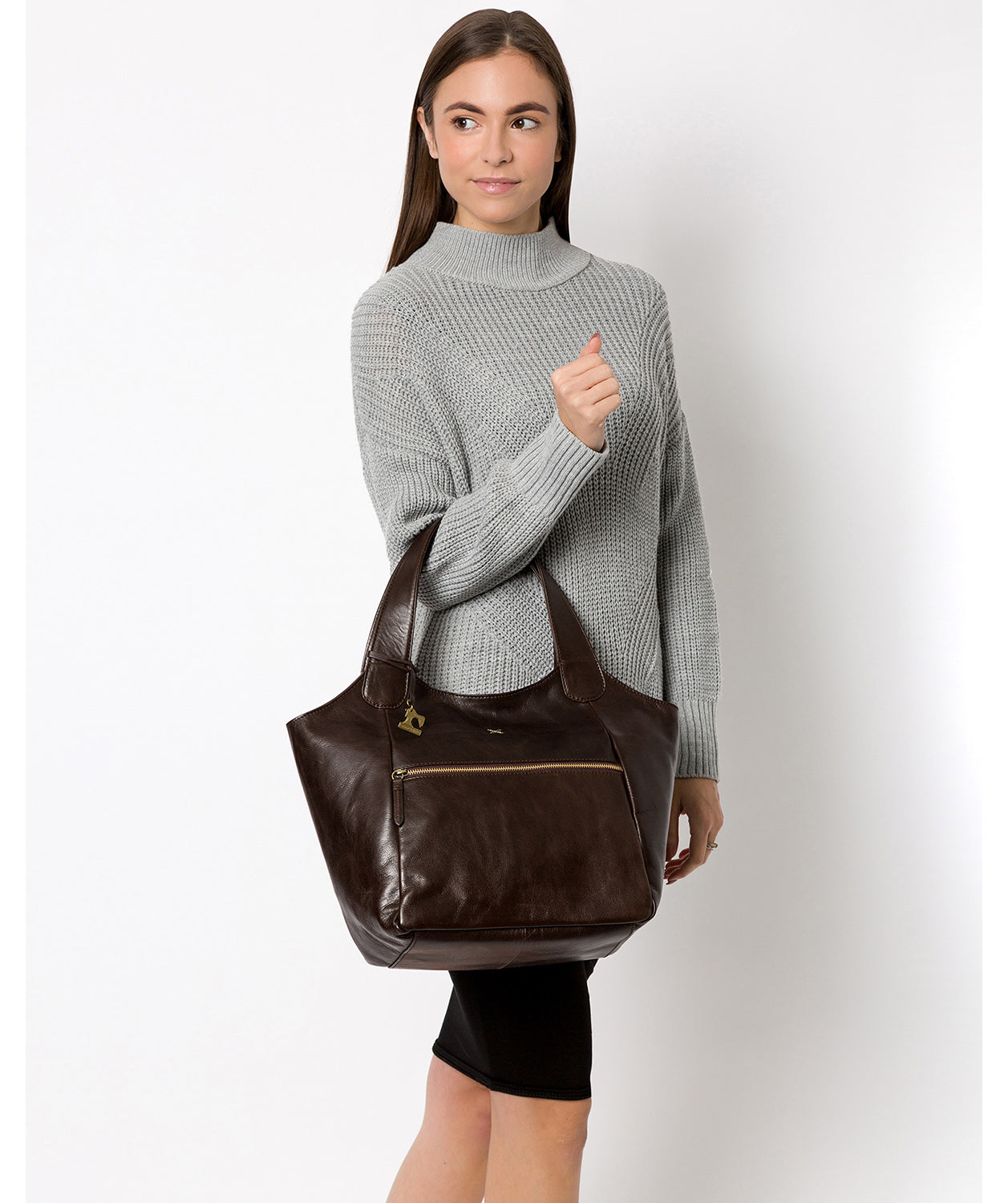 'Imani' Dark Chocolate Leather Tote Bag Pure Luxuries London