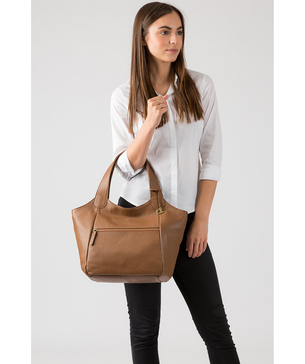 'Imani' Dark Tan Leather Tote Bag image 2