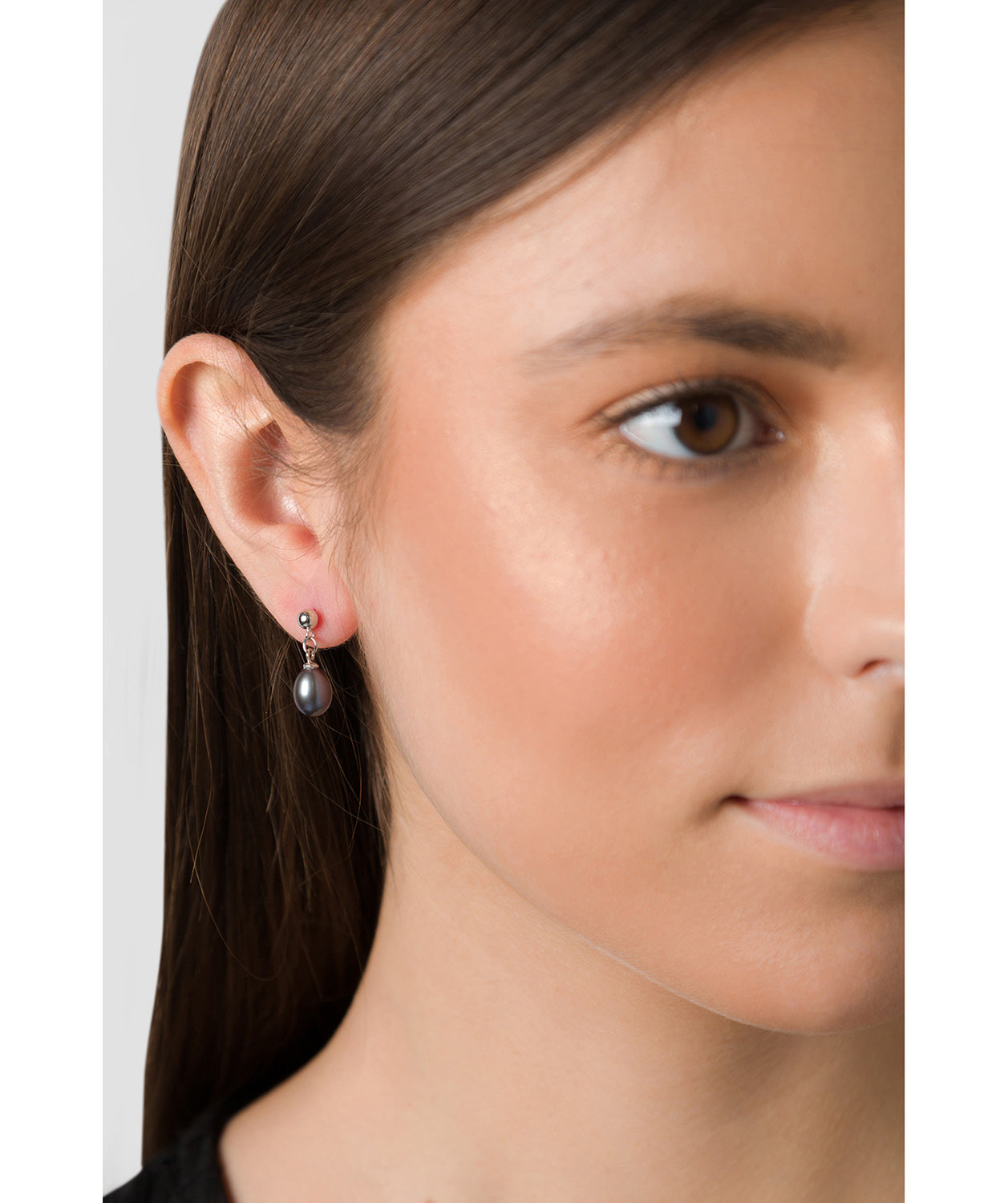 'Wava' 7-7.5mm Peacock Freshwater Button Pearl Drop Earrings image 2