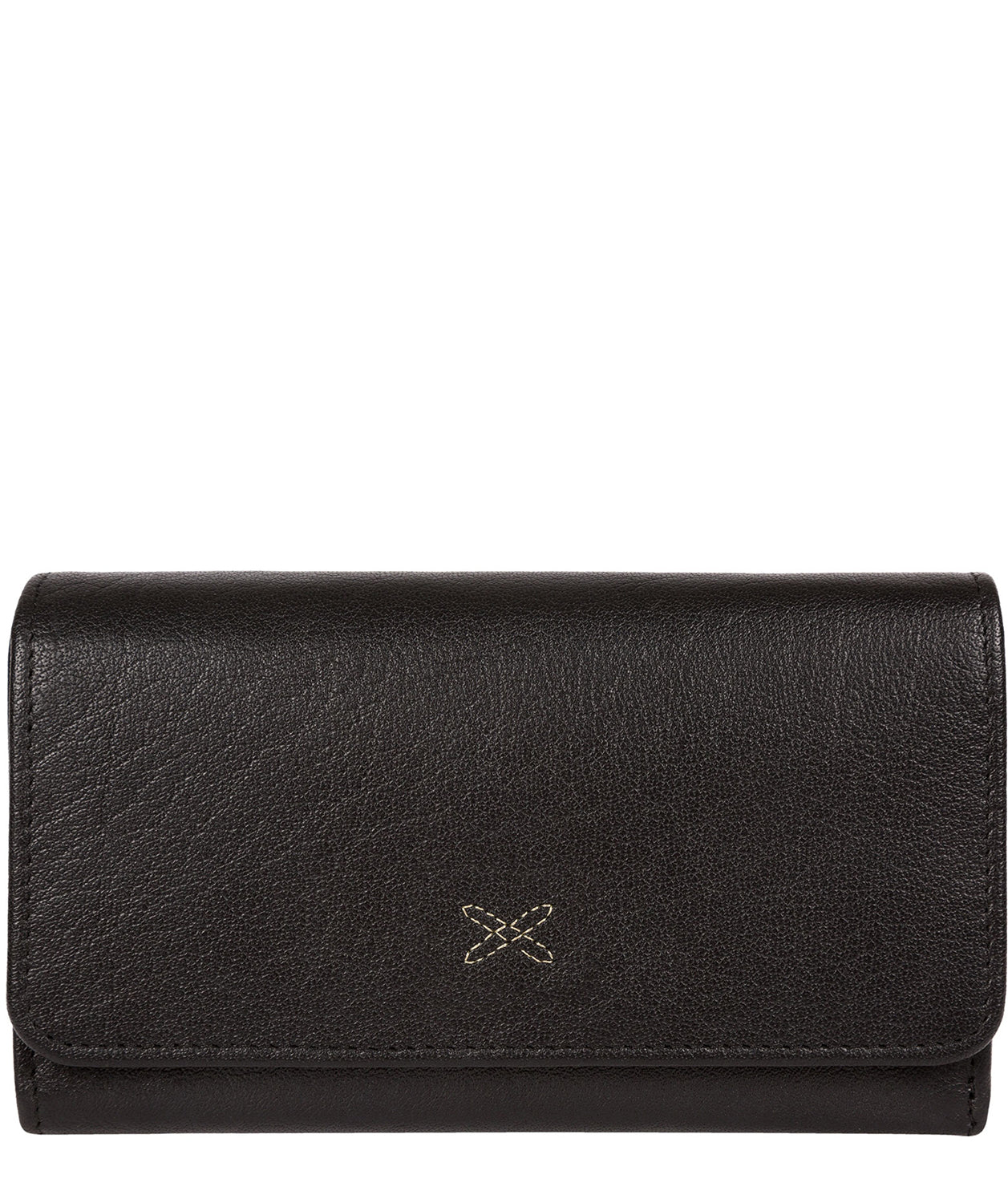 'Dina' Black Tri-Fold Leather Purse image 1