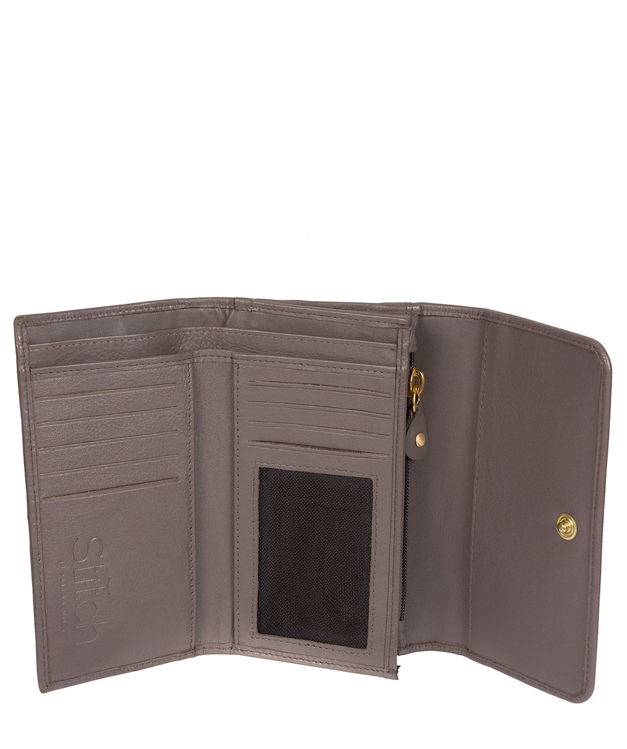 'Klara' Taupe Grey Leather RFID Purse