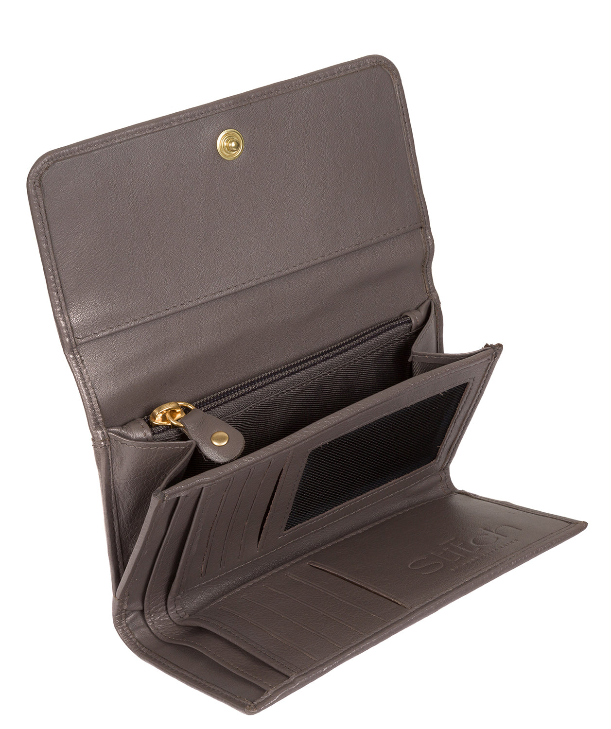 'Klara' Taupe Grey Leather RFID Purse