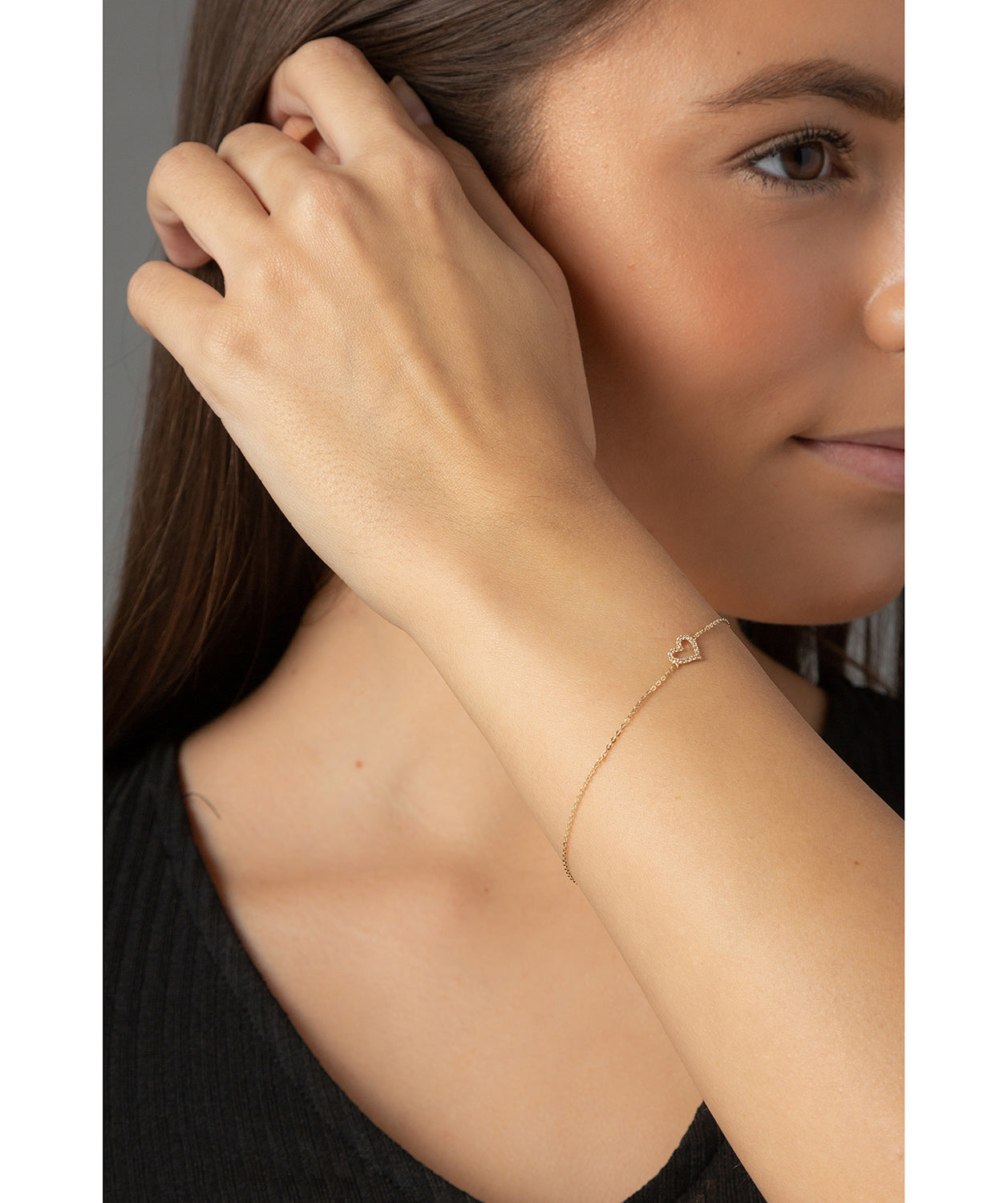 Gift Packaged 'Turan' 9ct Yellow Gold & Cubic Zirconia Heart Bracelet