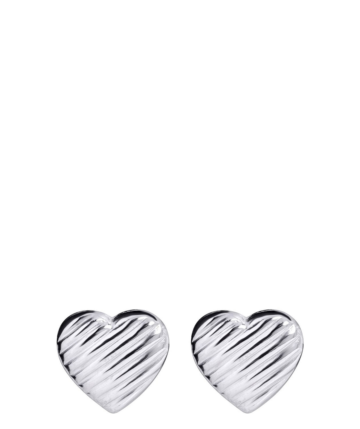 Gift Packaged 'Amada' Sterling Silver Ridged Heart Earrings