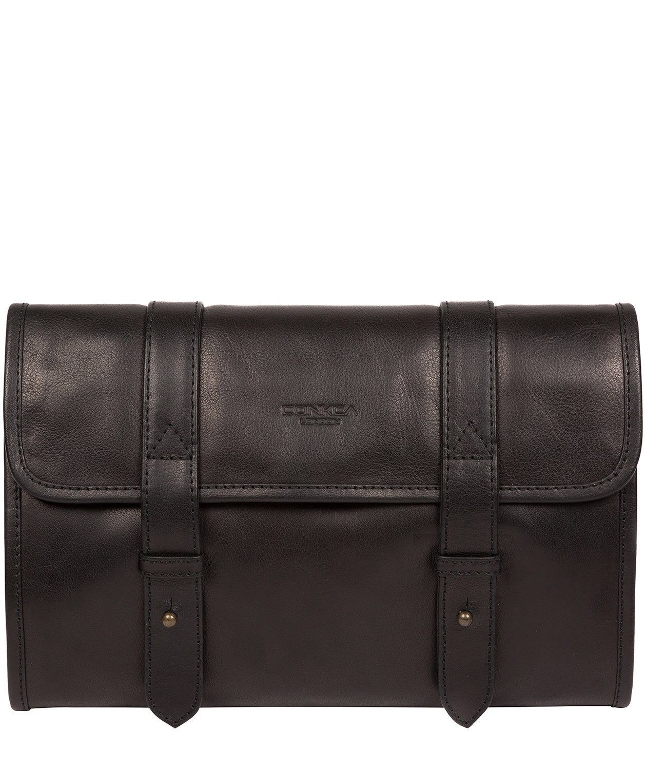 'Mere' Black Leather Hanging Washbag image 1