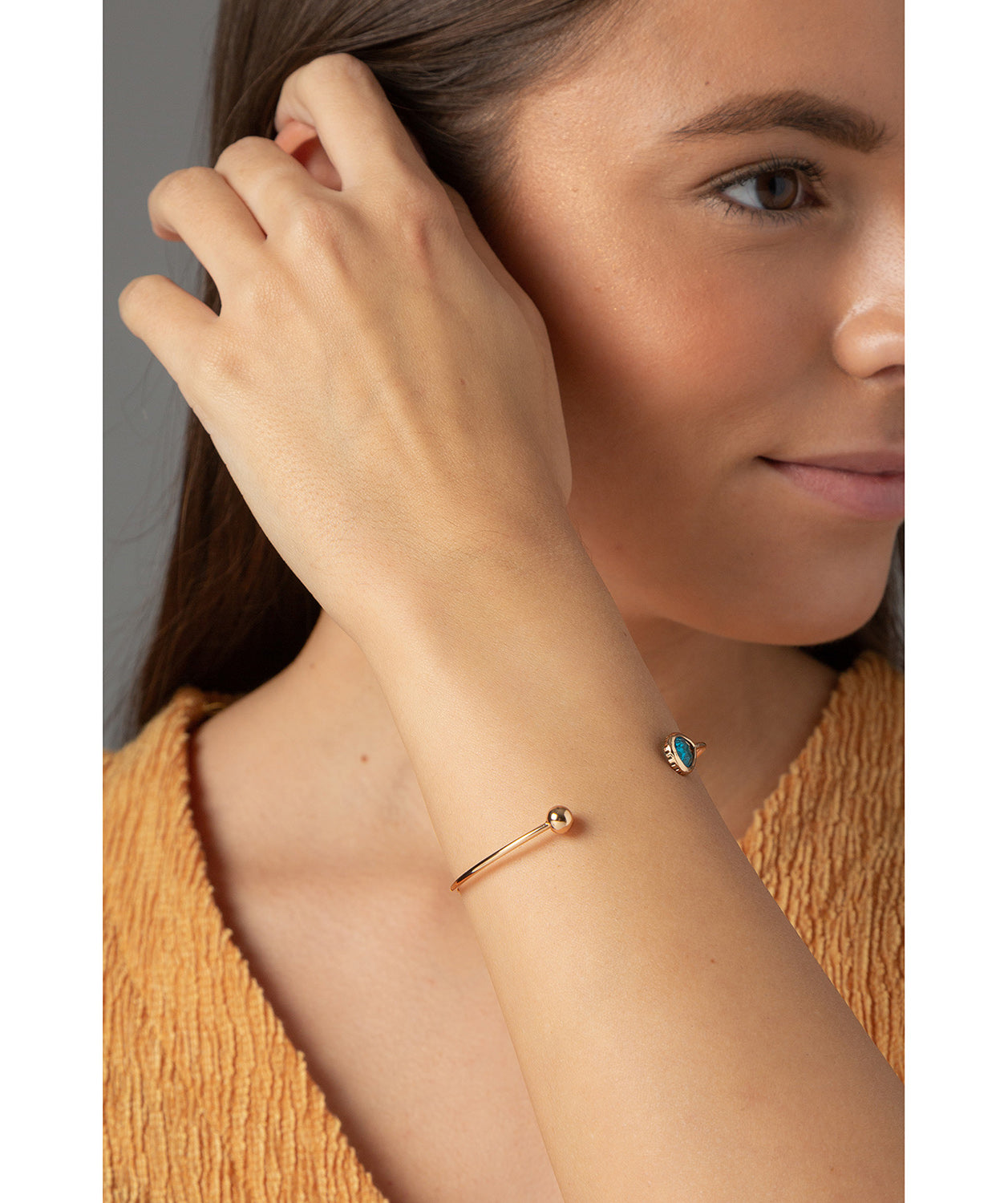 'Baniti' Gold Plate & Azure Glass Bangle image 2