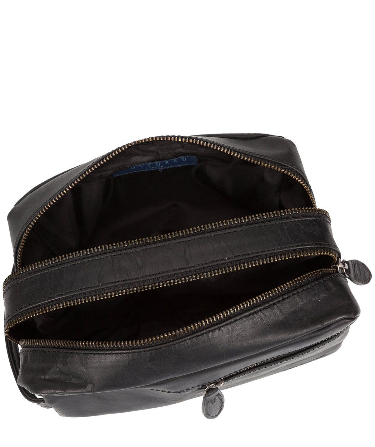 'Creek' Black Leather Washbag