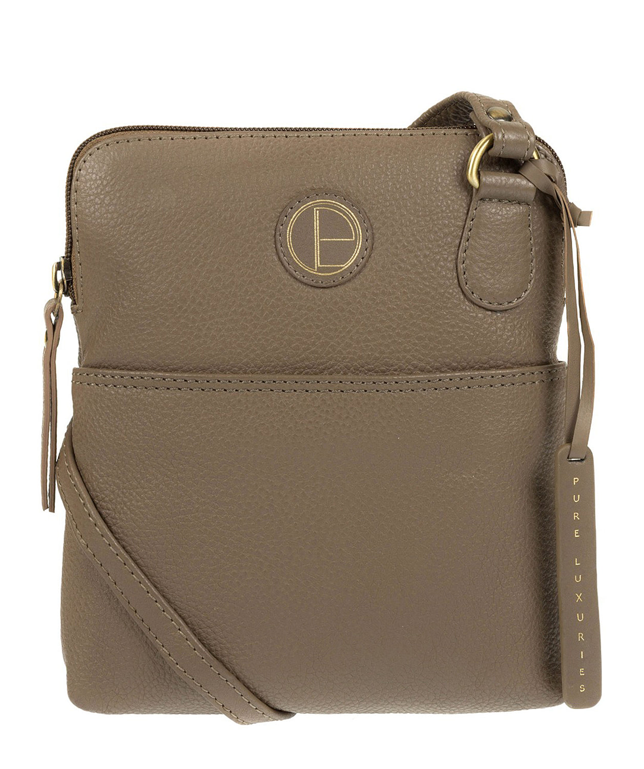 'Orsola' Taupe Fine Leather Cross-Body Bag