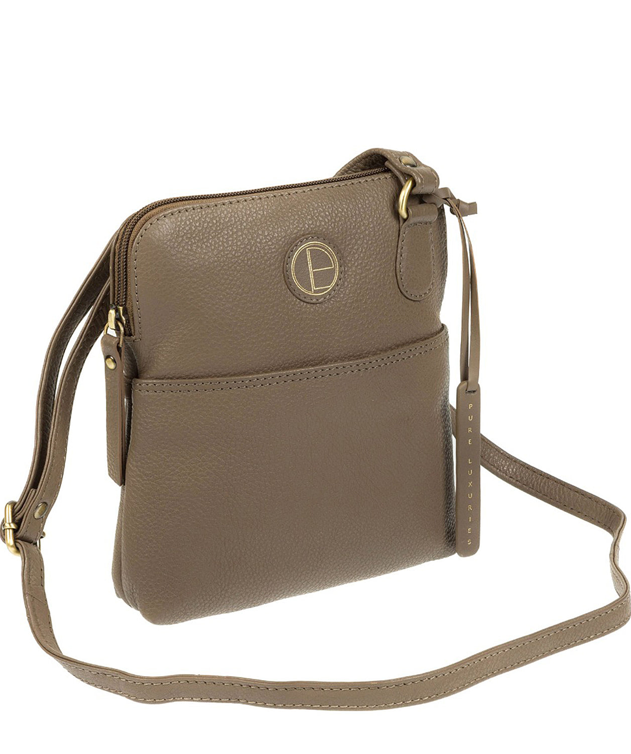 'Orsola' Taupe Fine Leather Cross-Body Bag