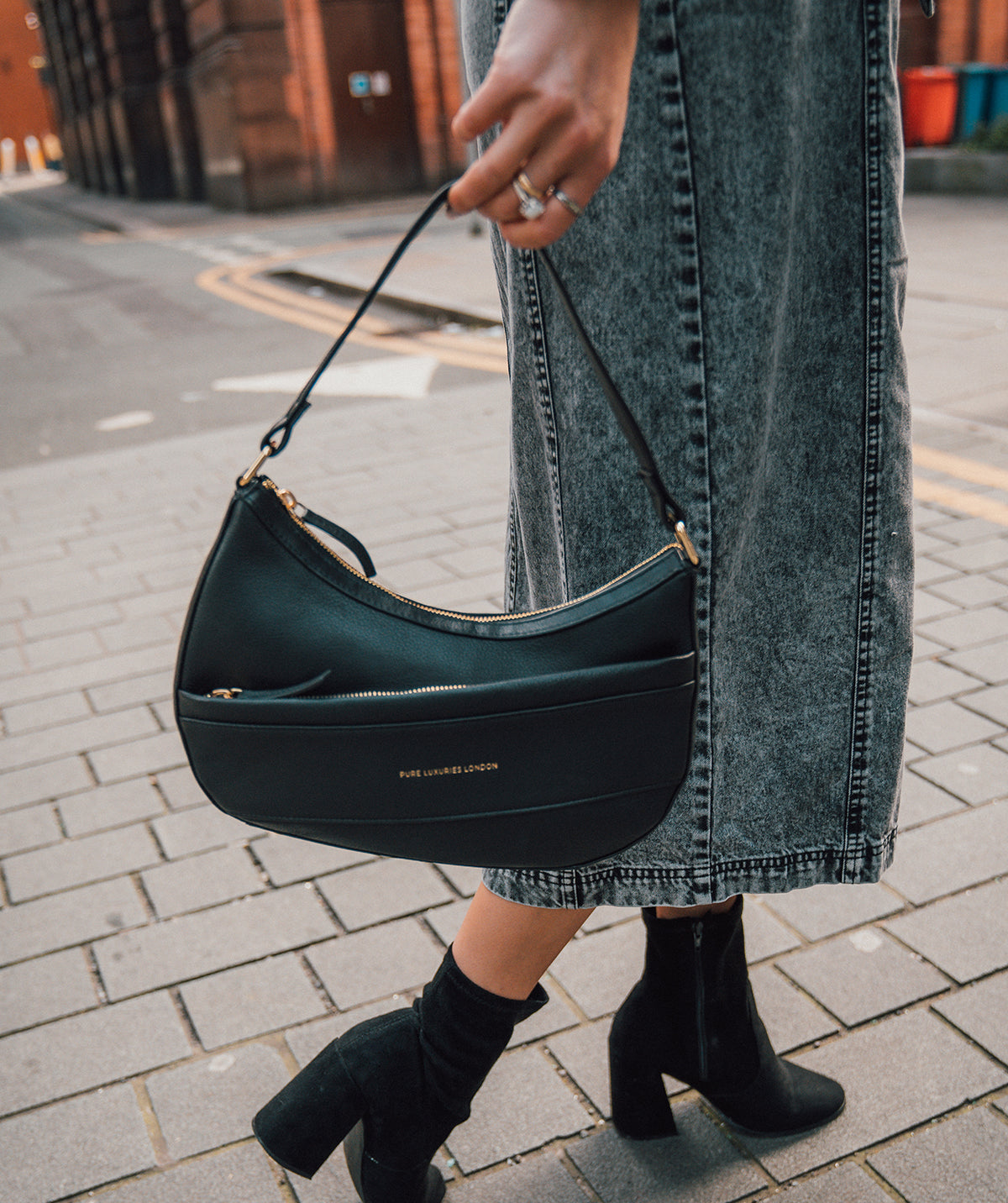 'Emma' Black Nappa Leather Grab Bag