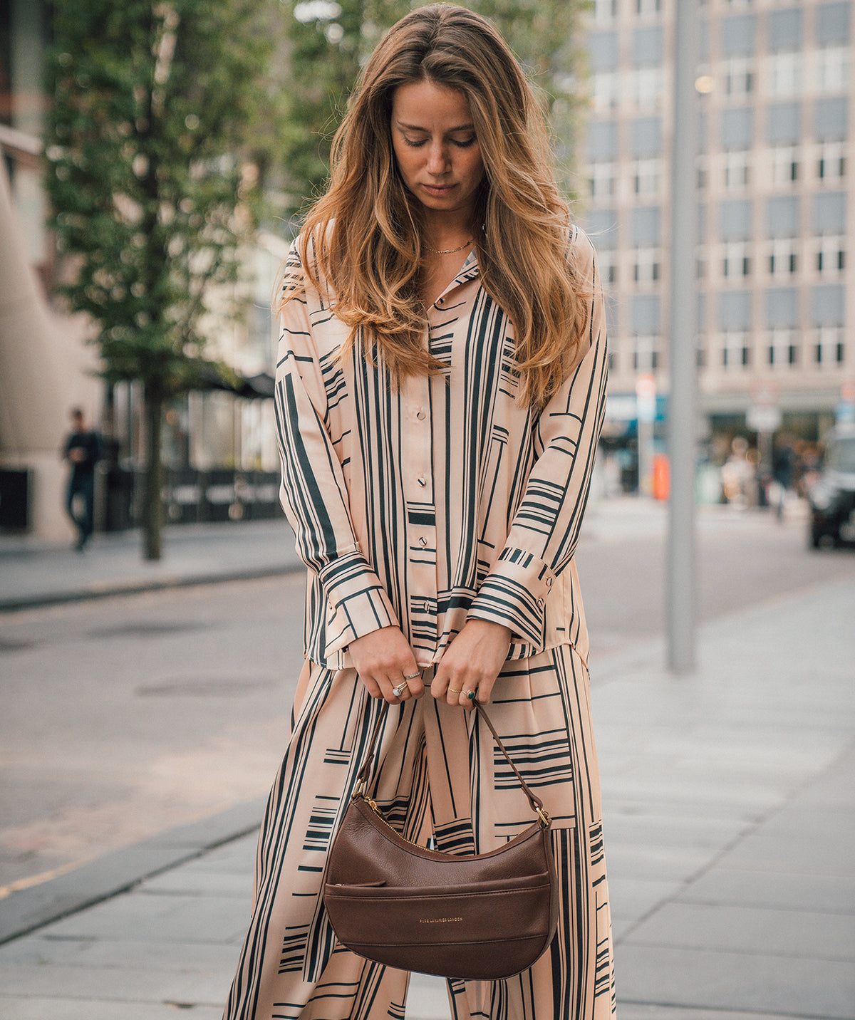 'Emma' Dark Tan Nappa Leather Grab Bag