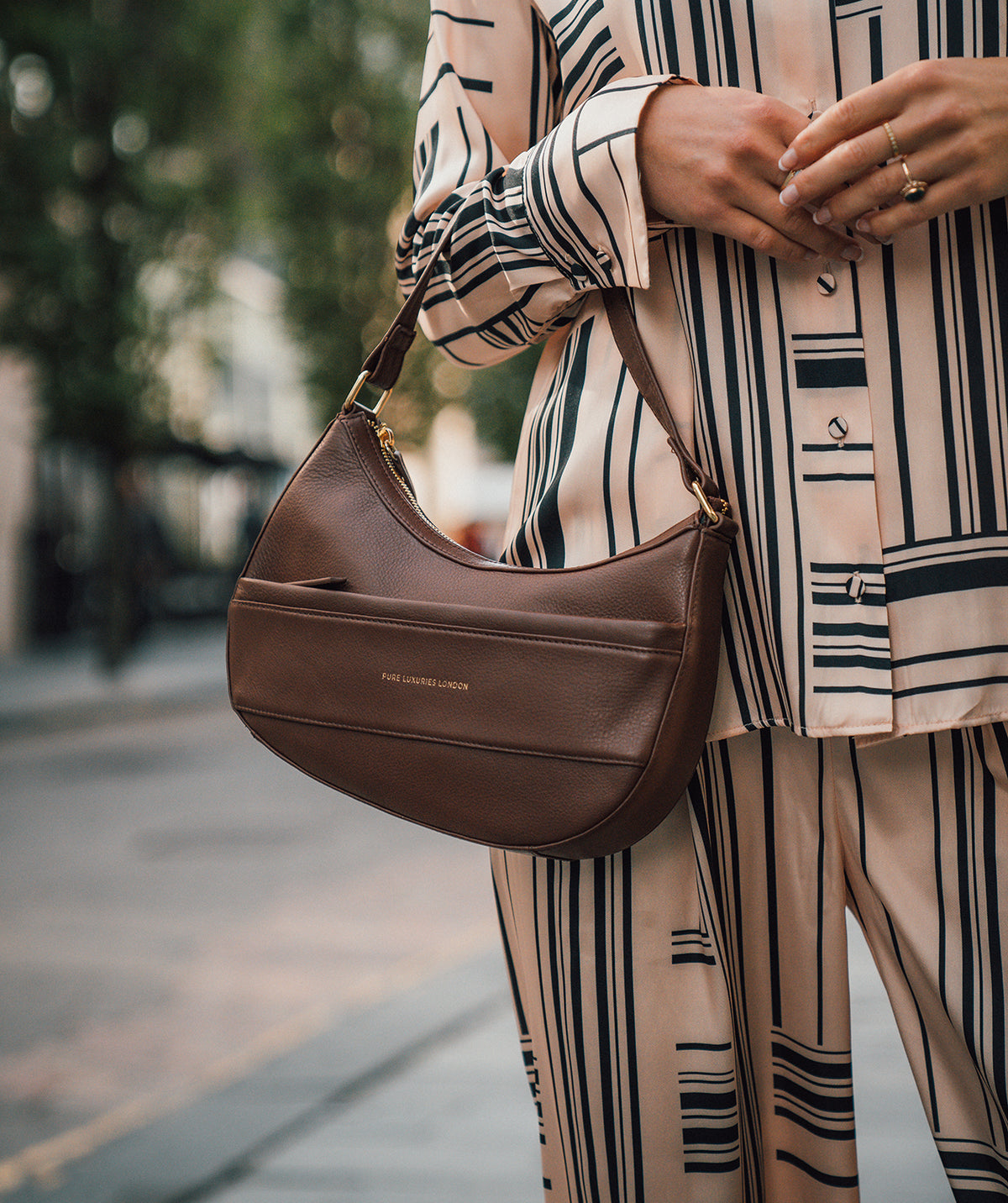 'Emma' Dark Tan Nappa Leather Grab Bag