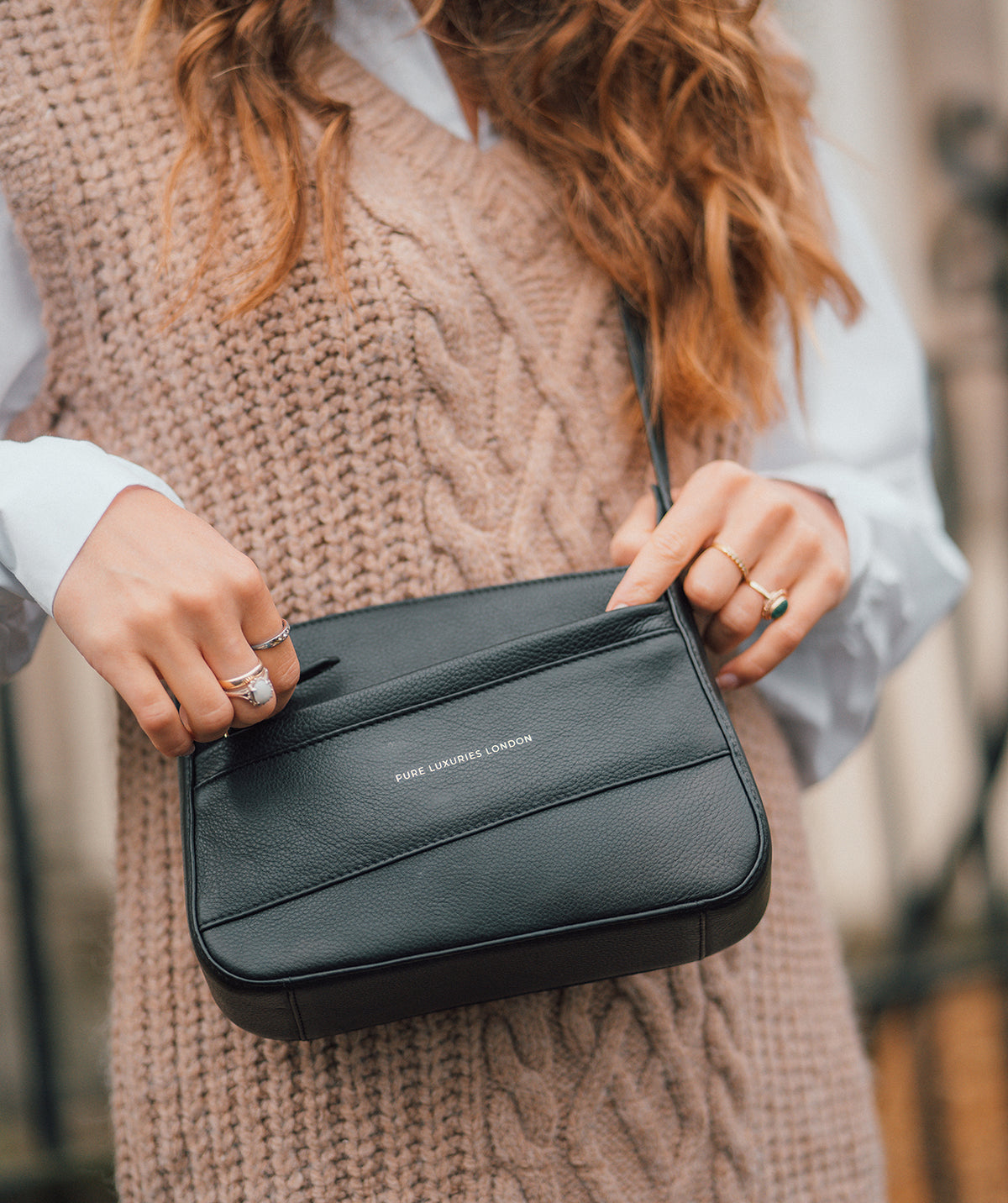 'Helena' Black Nappa Leather Cross Body Bag