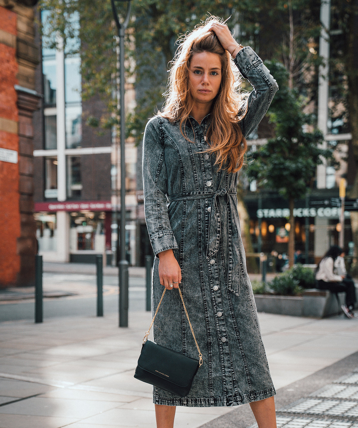 'Jazmine' Black Nappa Leather Grab Clutch Bag