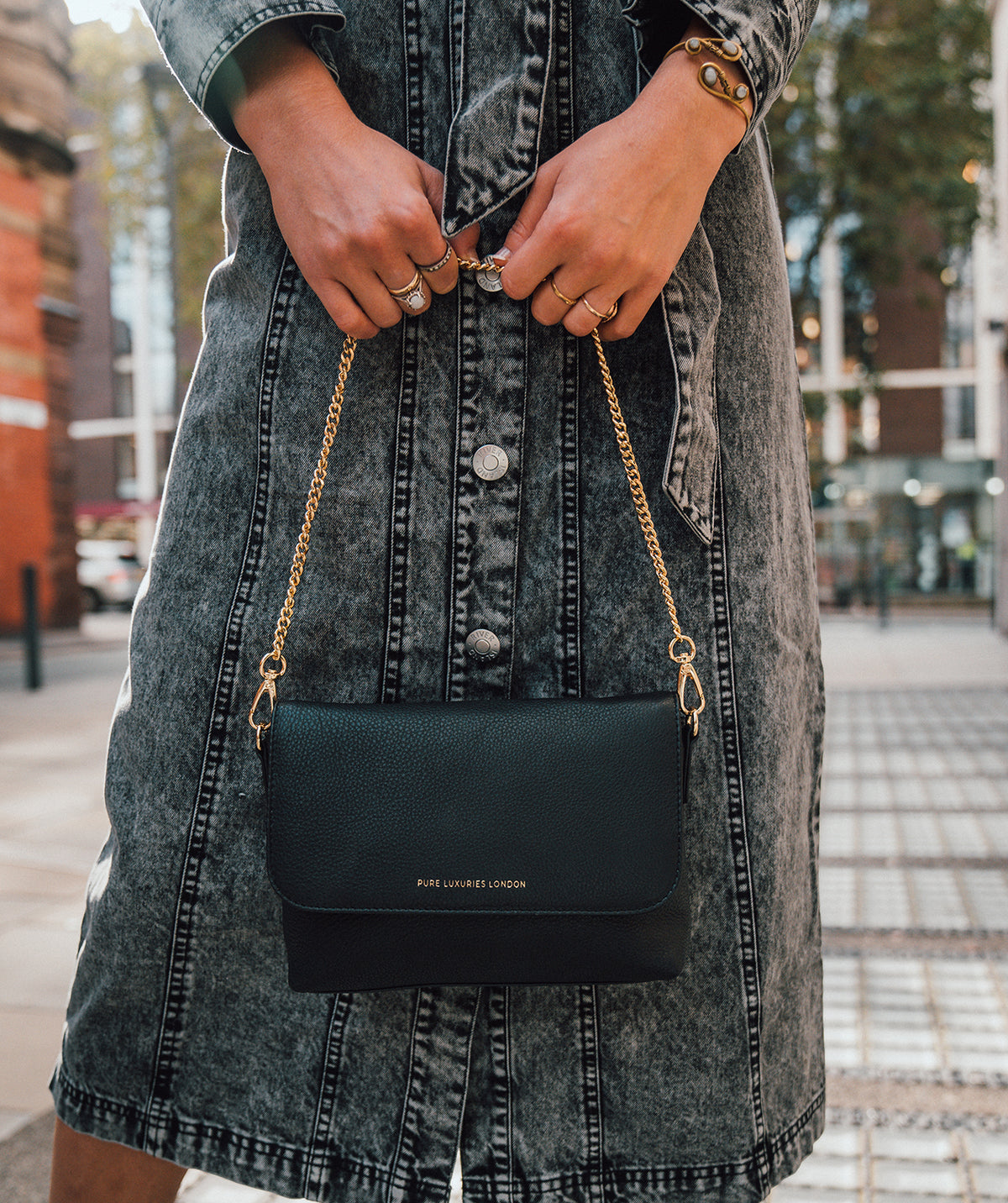 'Jazmine' Black Nappa Leather Grab Clutch Bag