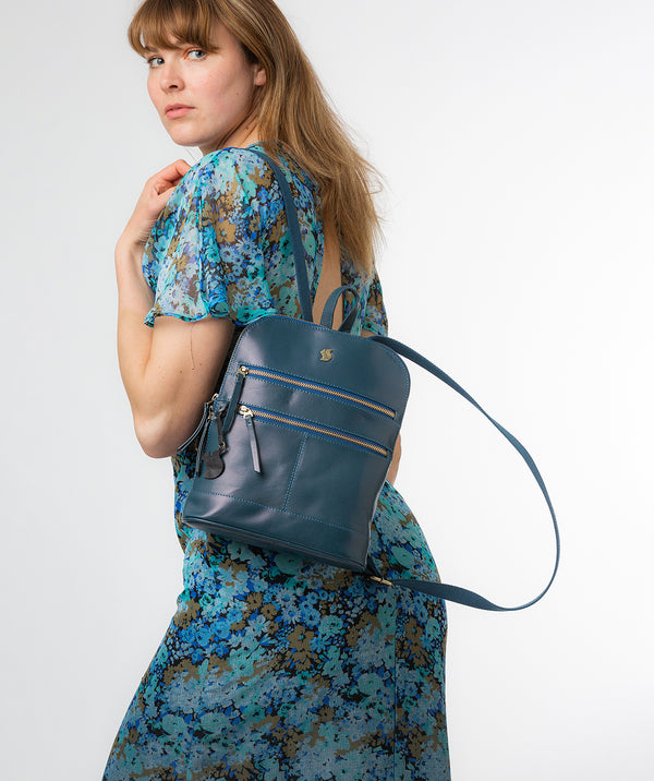 Conkca London Originals Collection #product-type#: 'Francisca' Snorkel Blue Leather Backpack