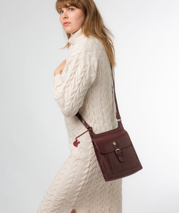 Conkca London Originals Collection #product-type#: 'Sasha' Plum Leather Cross Body Bag