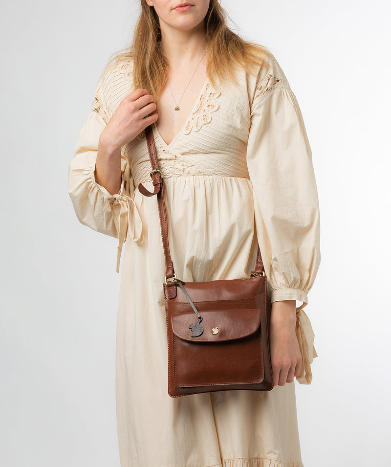 Conkca London Originals Collection #product-type#: 'Lauryn' Conker Brown Leather Cross Body Bag