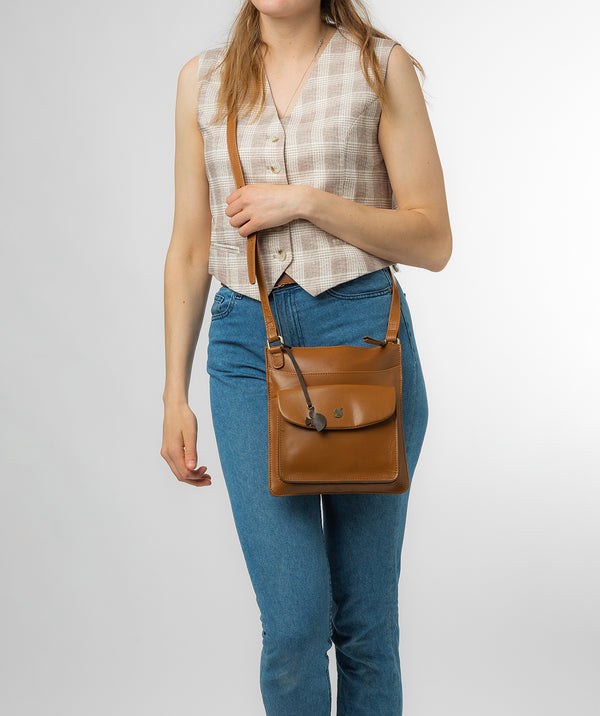 Conkca London Originals Collection #product-type#: 'Lauryn' Dark Tan Leather Cross Body Bag